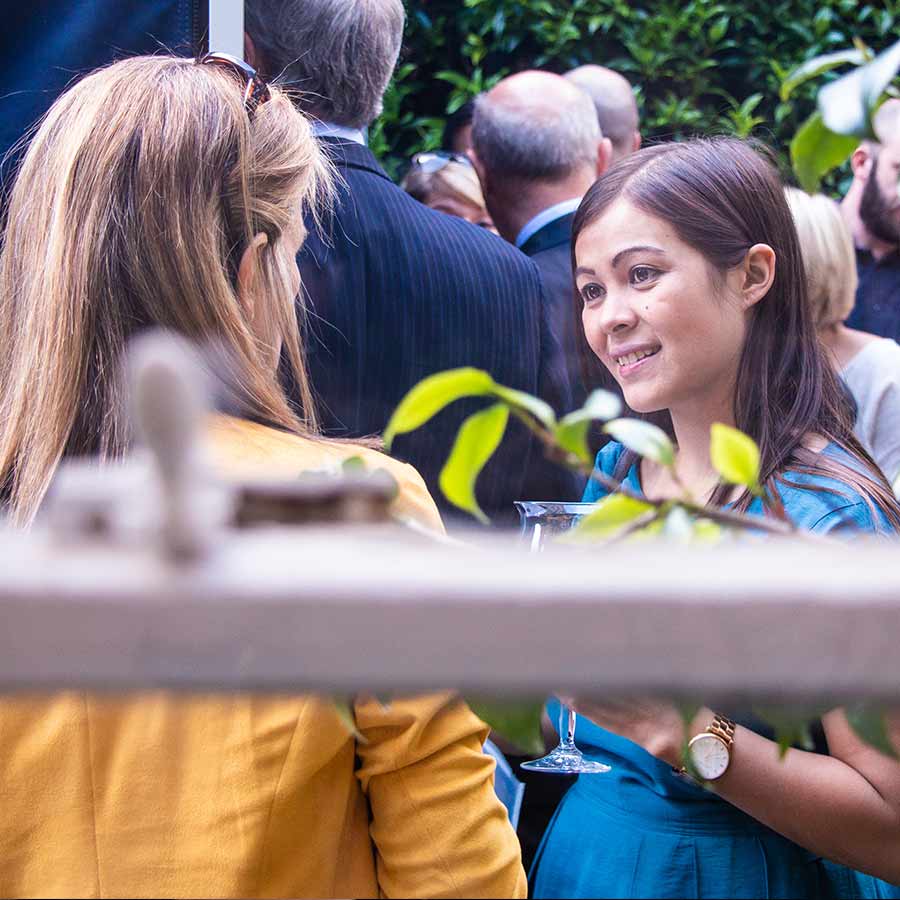 Guests chatting at a launch event in London - part of my corporate photography package